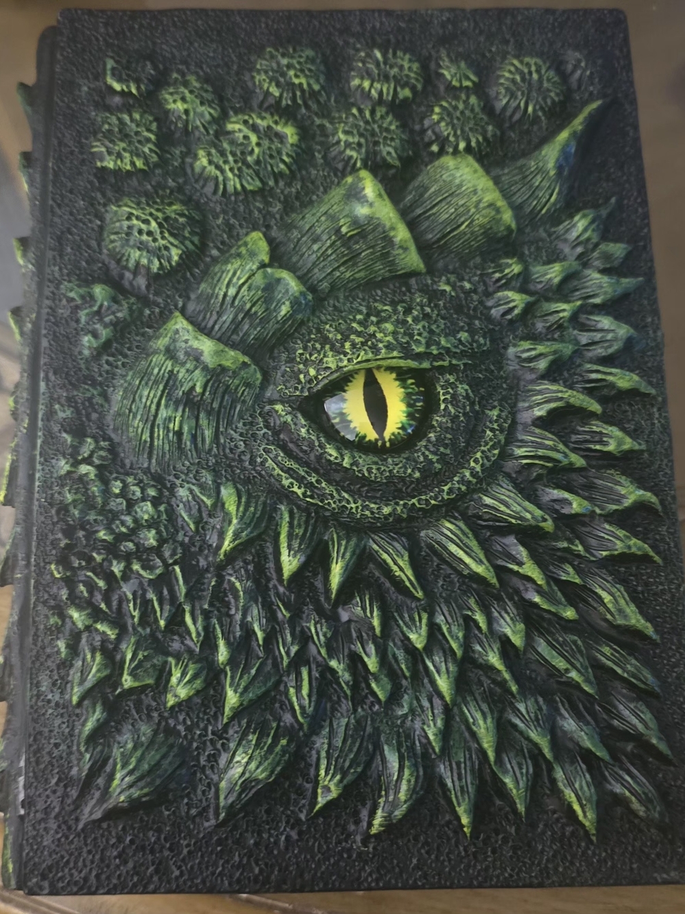 Handcrafted 3D Embossed Green Dragon Eye Journal